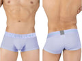 Light purple private structure men’s briefs with matching elastic waistband and white brand lettering mid waist trunk