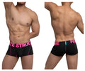 Black boxer briefs with vibrant pink trim and bold structure branding on waistband private structure pmux4182 modality trunks