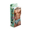 Prowler beach brief men’s underwear in teal and white pattern with colorful paw prints in size XXL aqua