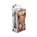 Prowler pride paw brief xxl in white featuring rainbow stripe and colorful paw prints men’s underwear front view