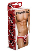 Red and white patterned briefs with paw print design branded as prowler in xl size prowler red paw jock xl