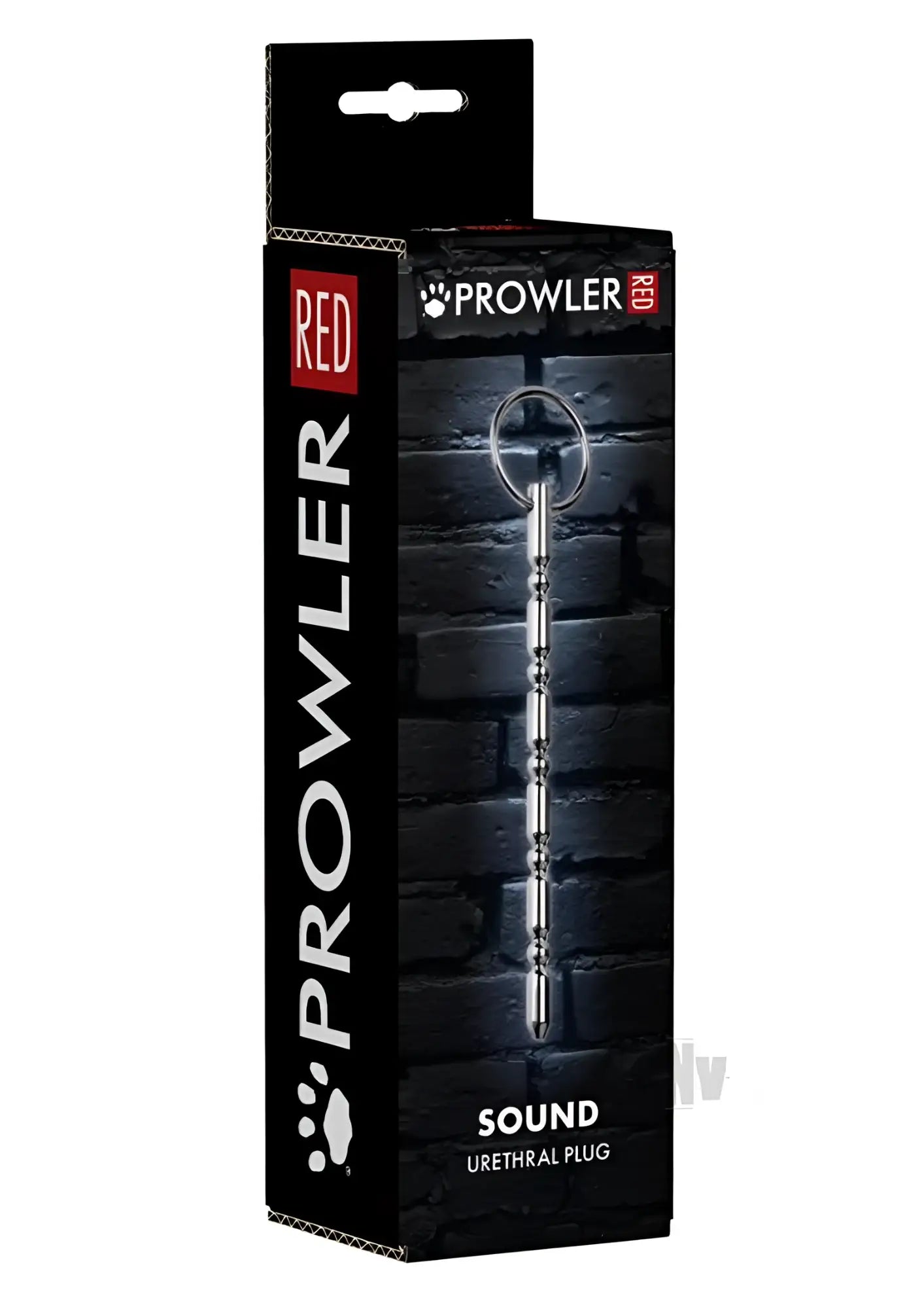 Silver metallic urethral plug with ring and segmented design from prowler branded as Prowler Red Sounding