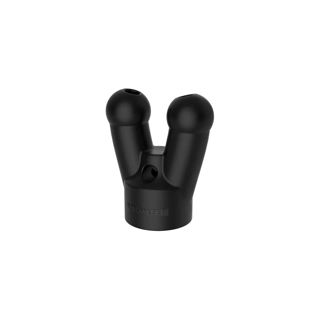 Black rubbery dual-ball mount adapter with matte finish and crowler engraving base for Prowler red topper double cap