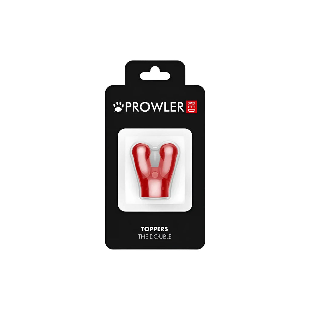 Red plastic y-shaped dog toy prowler red toppers the double cap designed for durable pet play