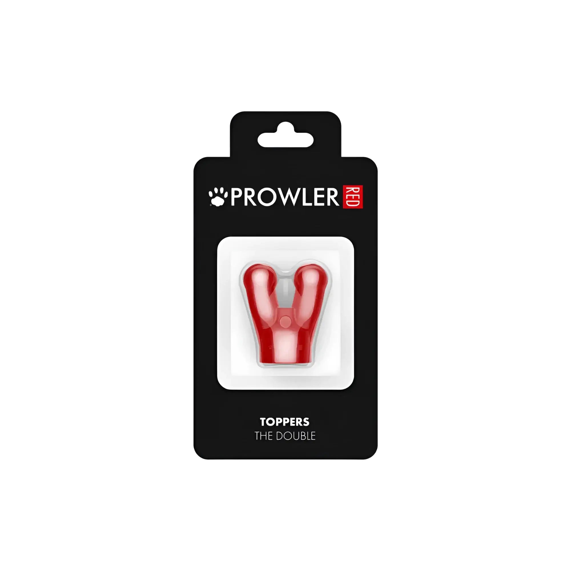 Red plastic y-shaped dog toy prowler red toppers the double cap designed for durable pet play