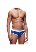 Prowler swim brief blue xl ss22 featuring blue and white swim trunks with a paw print logo on the left leg