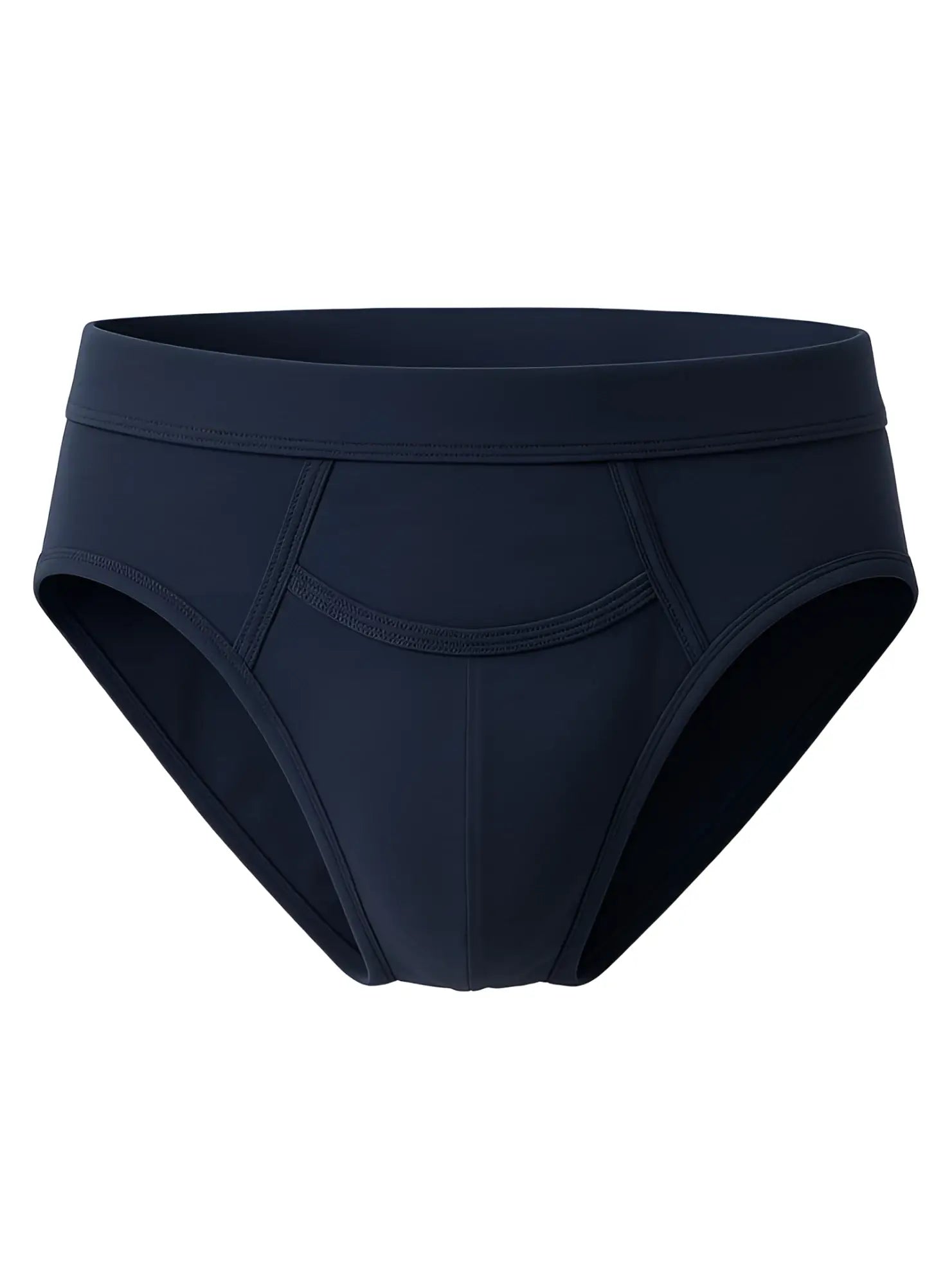 Navy blue purecomfort cotton briefs with a smooth seamless design and reinforced stitching along the seams