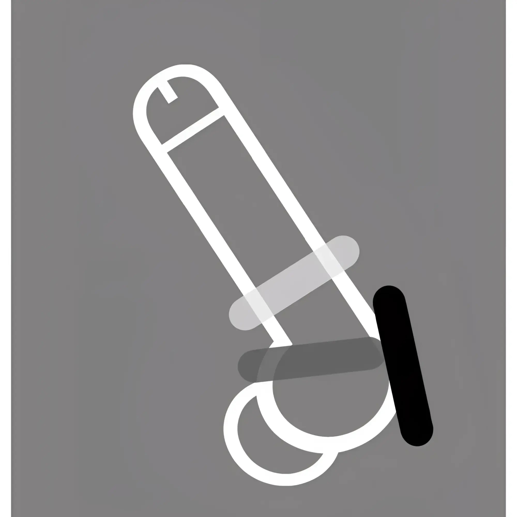 White outline illustration of a hand truck with black handle from rascal the d-ring glow x3 product line