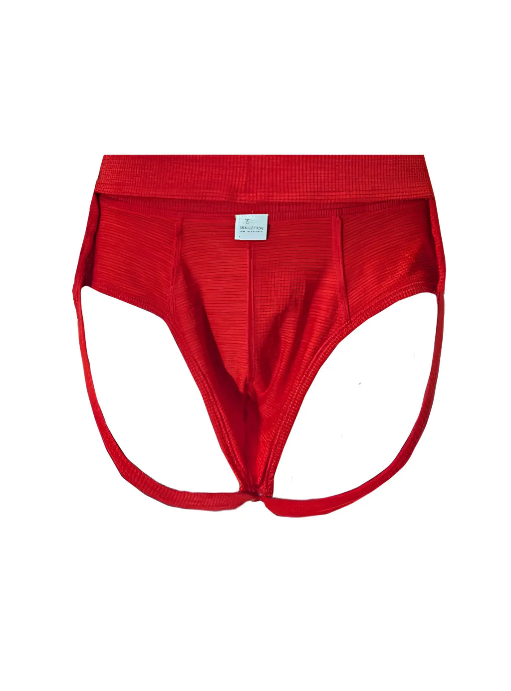 Red relax jockstrap brief with textured fabric supportive waistband and side straps for comfortable wear