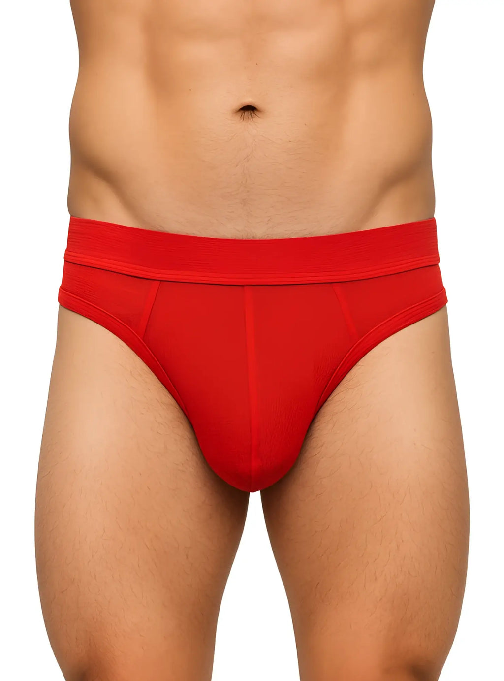 Red relax thong men’s briefs in red with a snug form-fitting design and elastic waistband