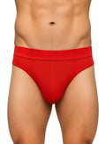 Red relax thong men’s briefs in red with a snug form-fitting design and elastic waistband