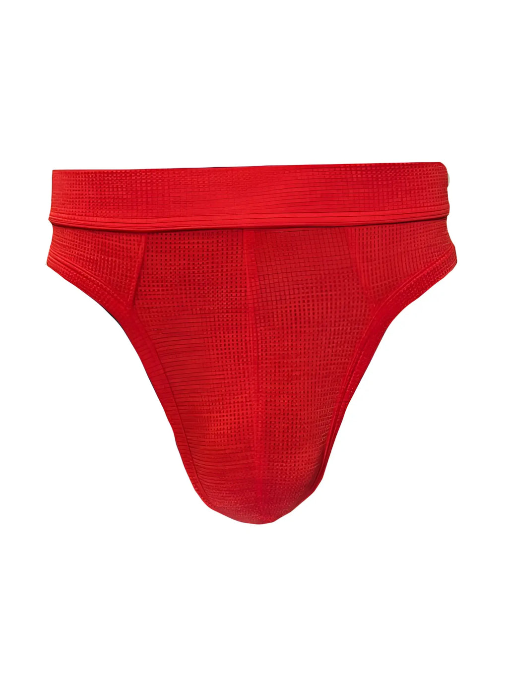 Red relax thong textured briefs in red with a ribbed waistband for comfortable support and style