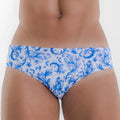 Rei netuno brief sunga men’s designer swimwear blue and white patterned men’s briefs with ornate classical design