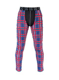 Blue red and white plaid patterned men’s Relax Contrast Leggings underwear with black ug branded waistband