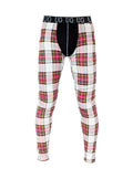 Plaid-patterned men’s underwear with black waistband and ug branding in relaxed contrast leggings style
