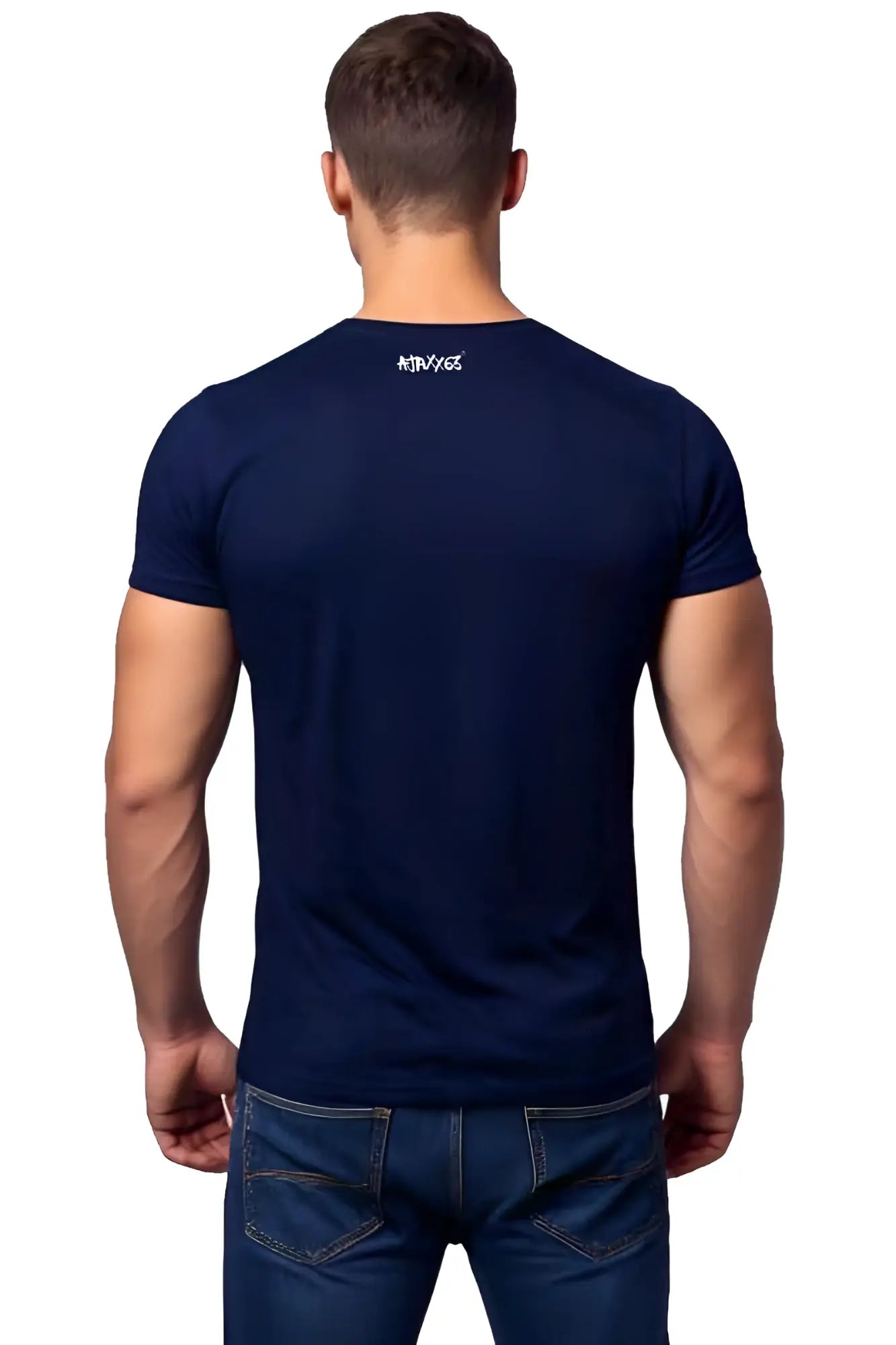 Navy blue resist premium cotton short-sleeved t-shirt with a small white logo at the neckline