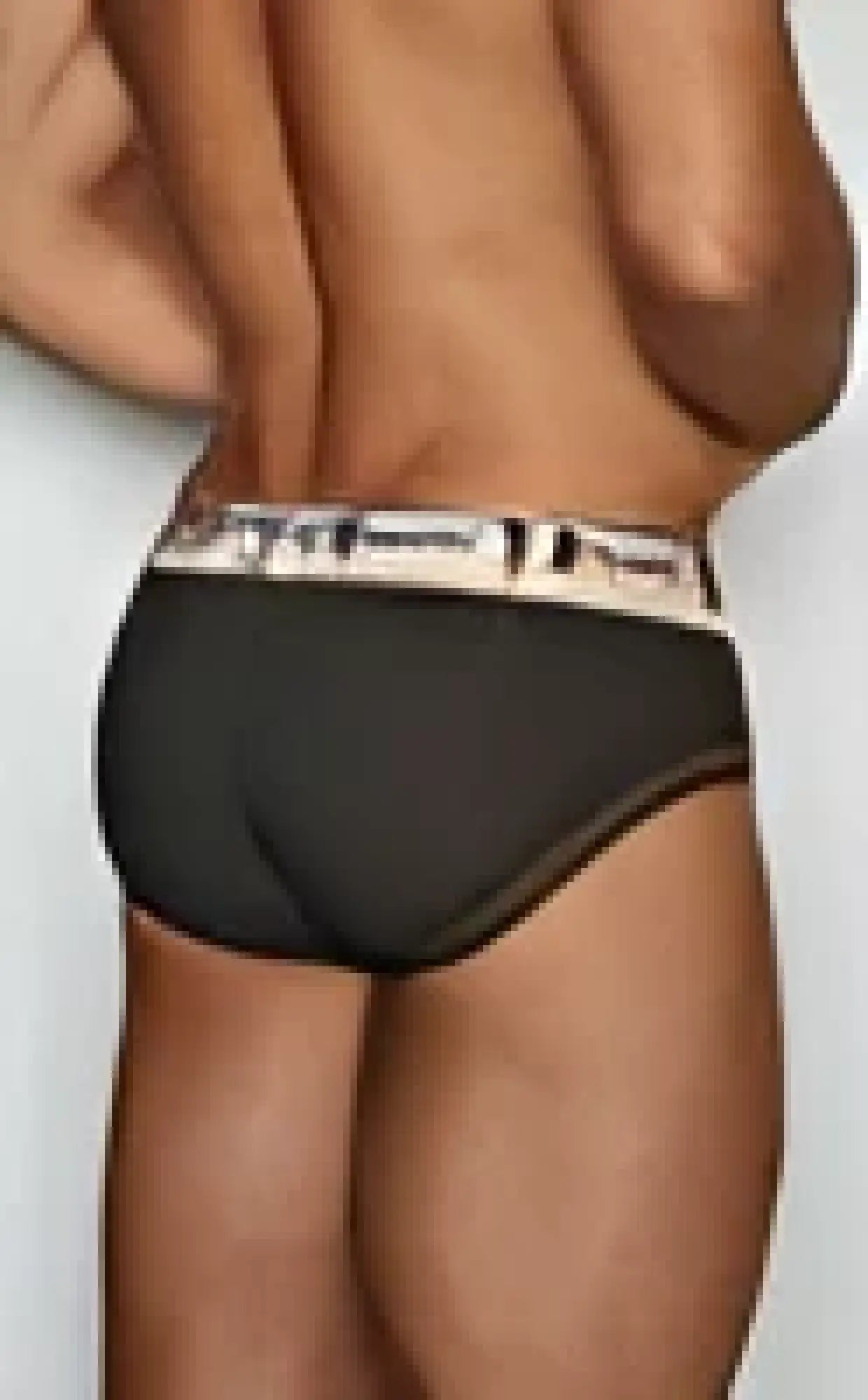 Black c-in2 brief 3313-068 with white and gray striped waistband made from soft breathable fabric