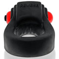 Black silicone ring with red spherical ends and reverb embossed on top from revring with vibe collection