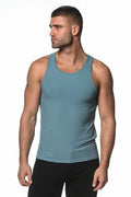 A sleek rib modal tank top in teal with ribbed texture round neckline and fitted silhouette for casual wear