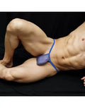 Grape ribbed G-string thong underwear by Arroyman featuring a minimal design and elastic waistband shown on a model.