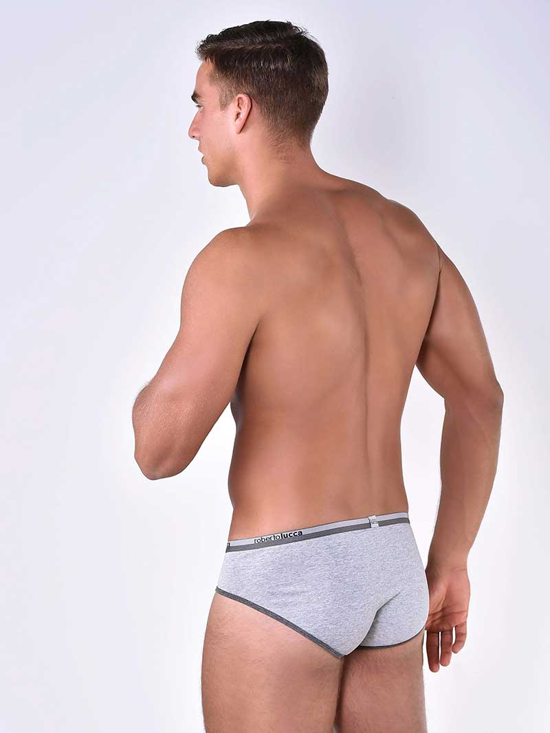 Ropa interior tipo slip Roberto Lucca con ribete en contraste en gris claro/gris jaspeado 80019-00034 Talla S