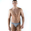 Roberto Lucca Matteo bikini swimwear black and white geometric patterned men’s swim trunks size L front view