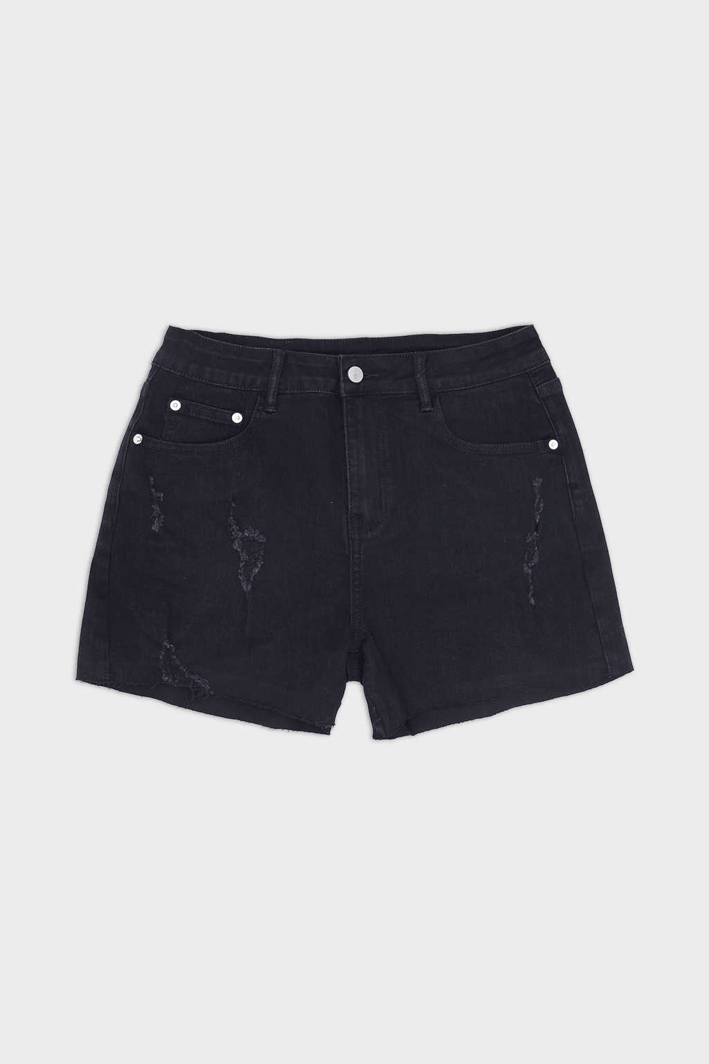 Rockstar Raw Cut 2.5" Denim Short Shorts - Black