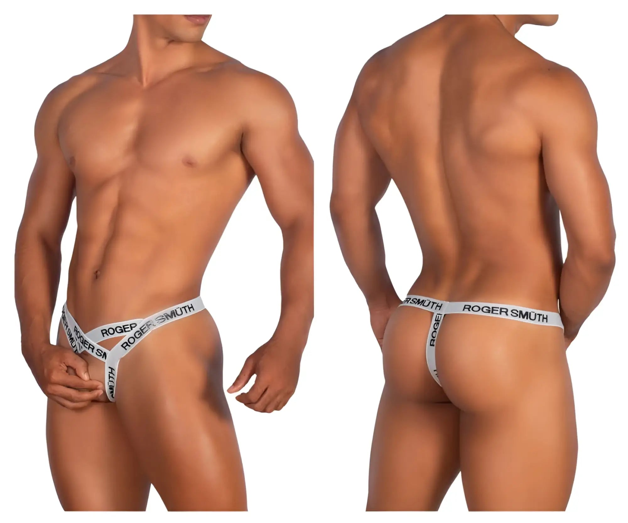 White roger smith rs067 thong with black lettering designed for comfortable everyday wear