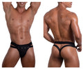 Black roger smuth RS088 jock-thong briefs with sleek fit and decorative silver studs along the side