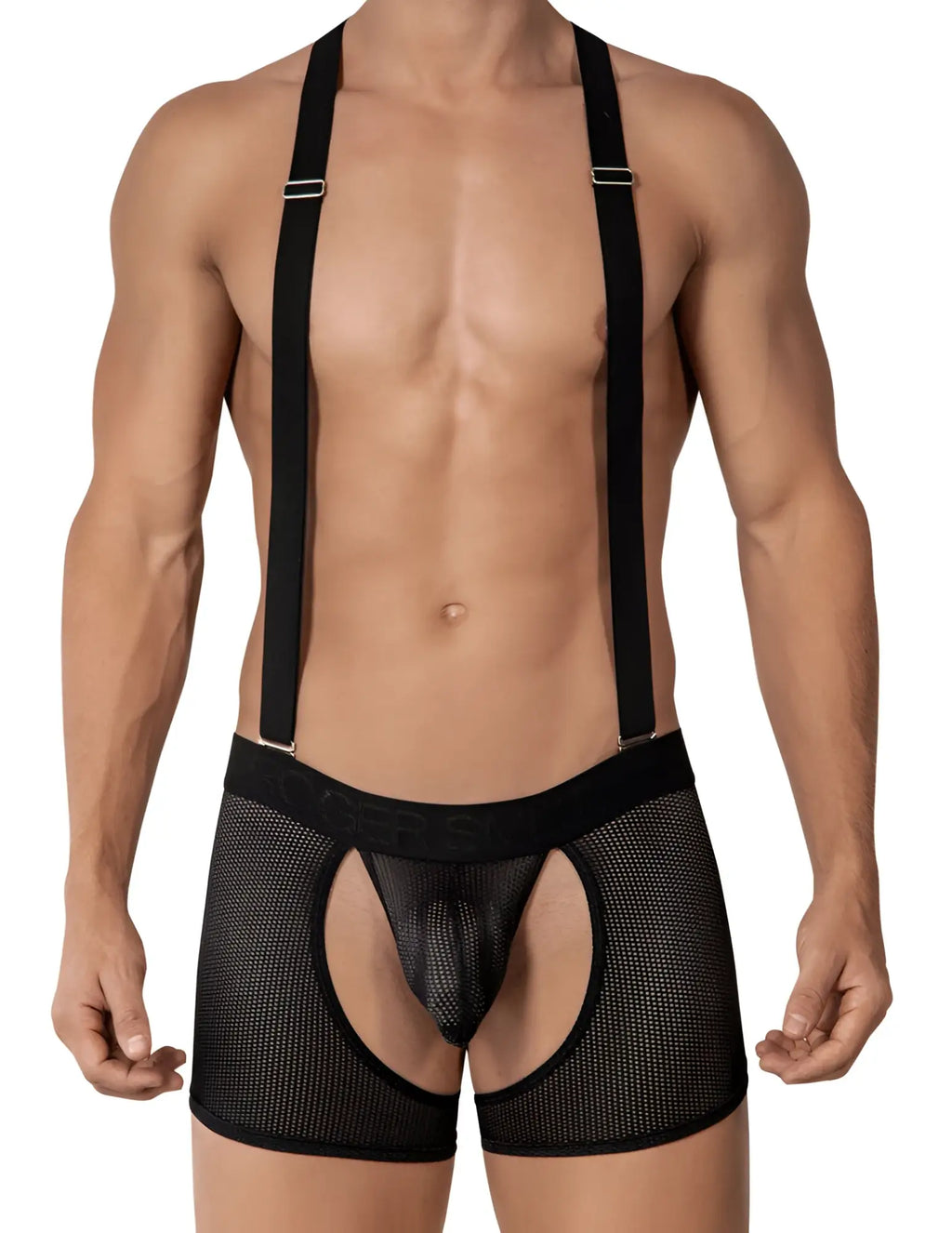 Black mesh briefs with suspenders from roger smuth mesh chaps jock boxer jock strap underwear size m