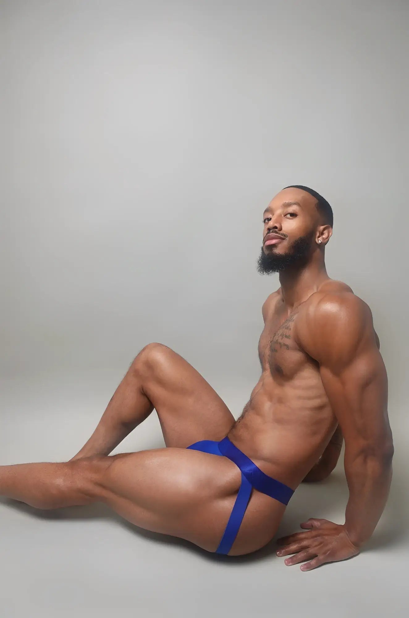 Royal blue dual jock athletic briefs with a sleek form-fitting design perfect for active wear