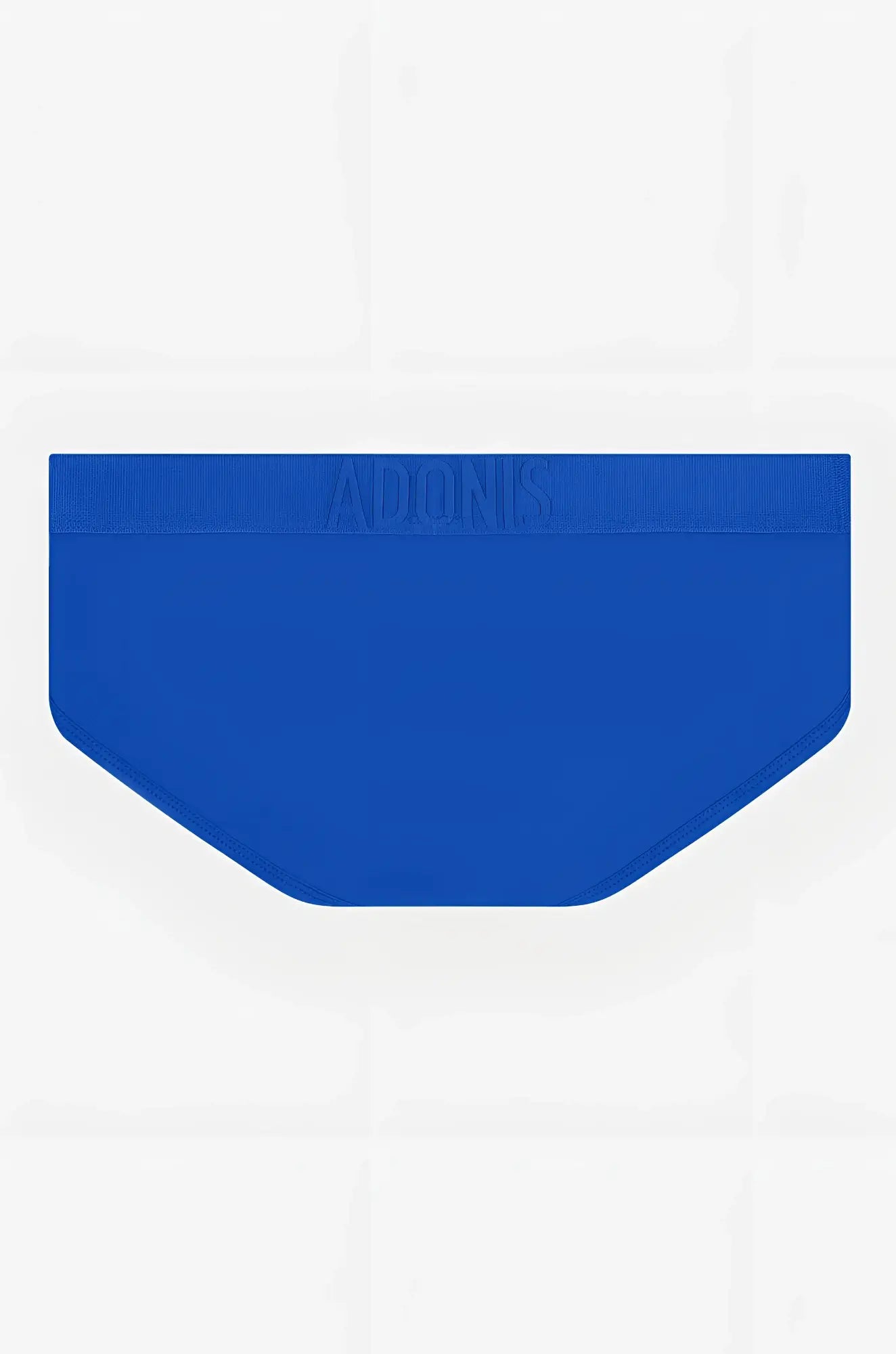 Royal blue jock-brief solid briefs with subtle embossed brand logo on waistband for comfortable support