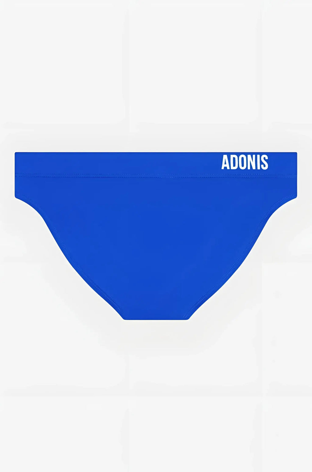 Royal blue swim brief in bright blue with adonis printed in white on the waistband for stylish beachwear