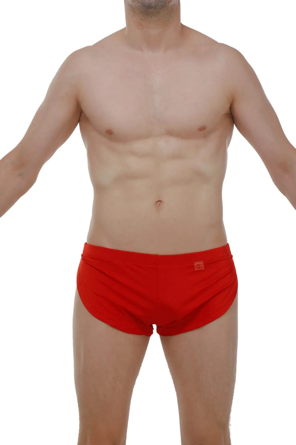 Running shorts joe red featuring red athletic briefs with a snug fit and elastic waistband for running comfort