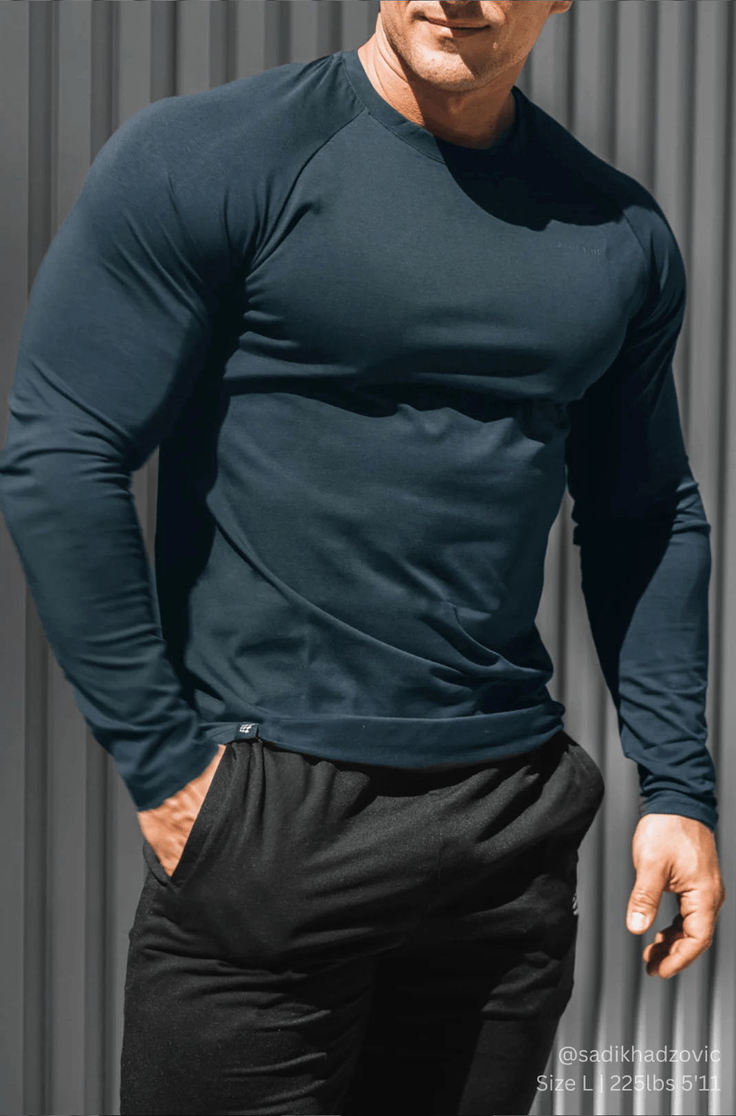 Jed North Titan Muscle-Fit Long Sleeve T-Shirt - Steel Blue