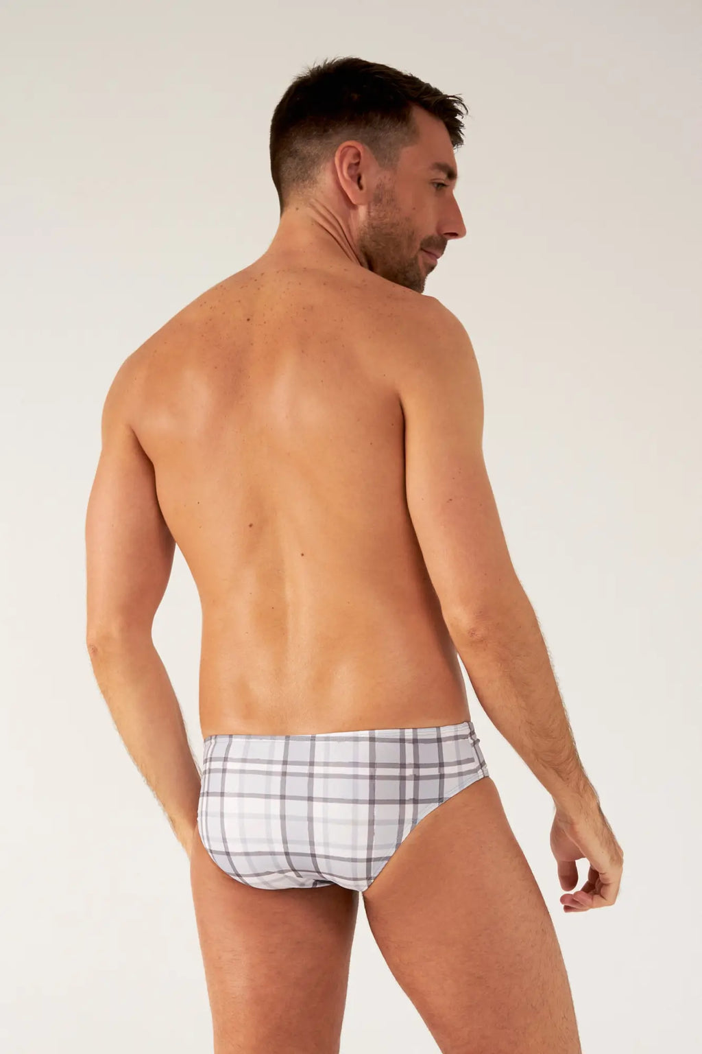 Saltire bikini white and gray plaid briefs made from soft breathable fabric for everyday comfort