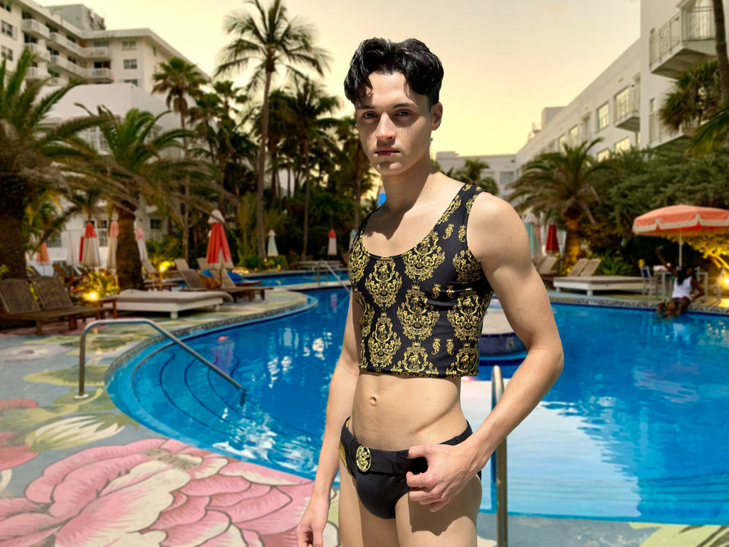 Maris Equi Gold Baroque Men's Crop Tank Top