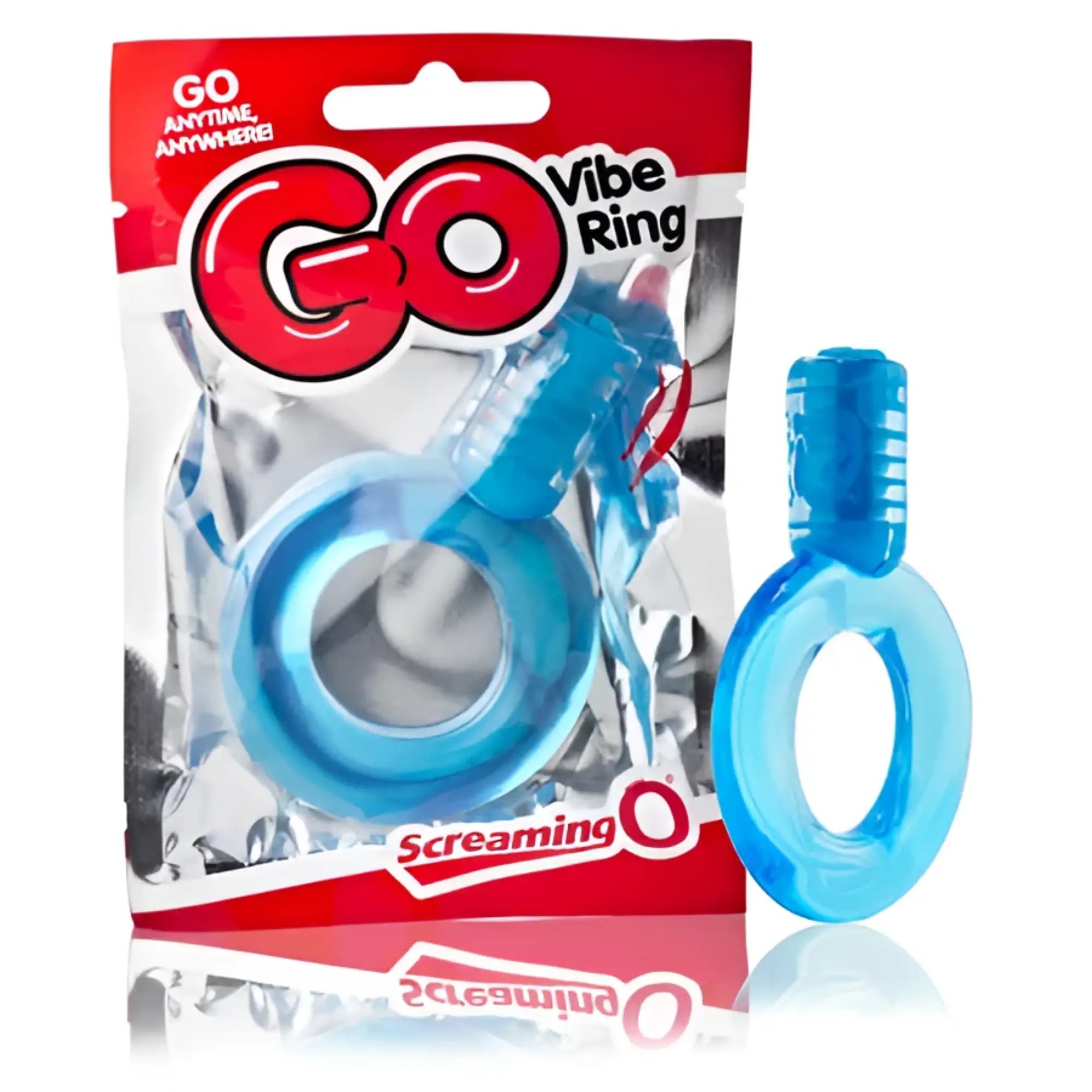 Blue translucent plastic go vibe ring by Screaming O designed for discreet personal stimulation and comfort