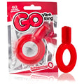 Screaming o go vibe ring in red silicone with circular design and textured grip on top for enhanced stimulation