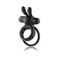 Black silicone Screaming O Ohare vibrating rabbit ring with two ears and textured surface for enhanced stimulation