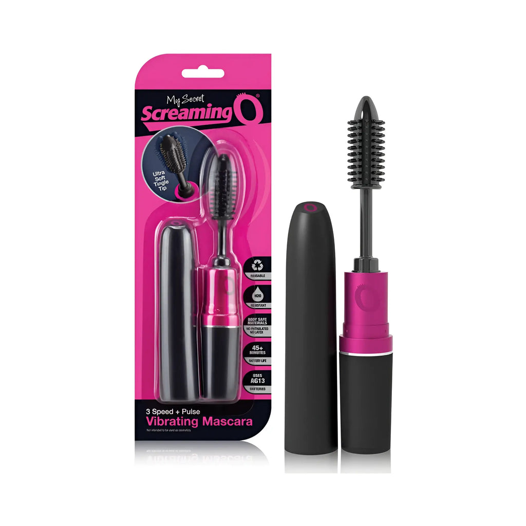 Pink and black my secret screaming o vibrating mascara wand with soft brush tip for precise eyelash application