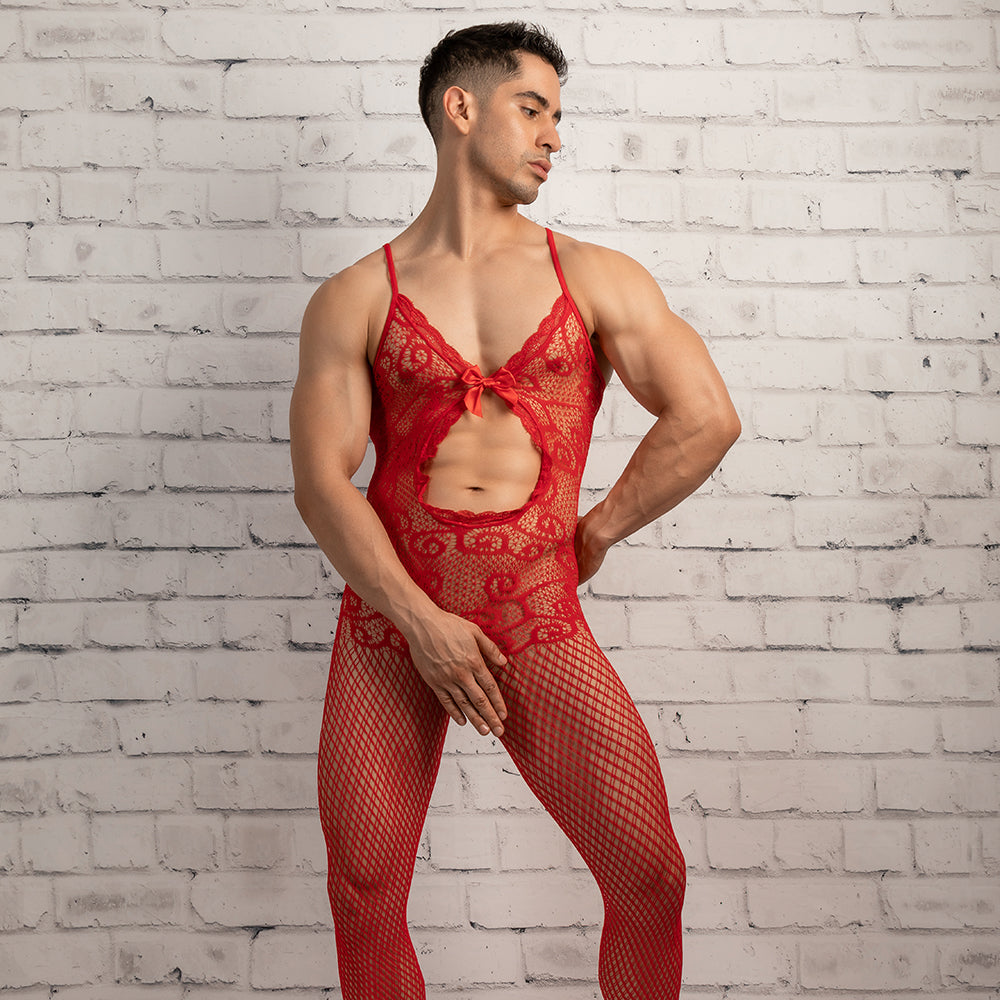 Secret Male SMC009 Sexy gehäkelte Netz-Bodystockings