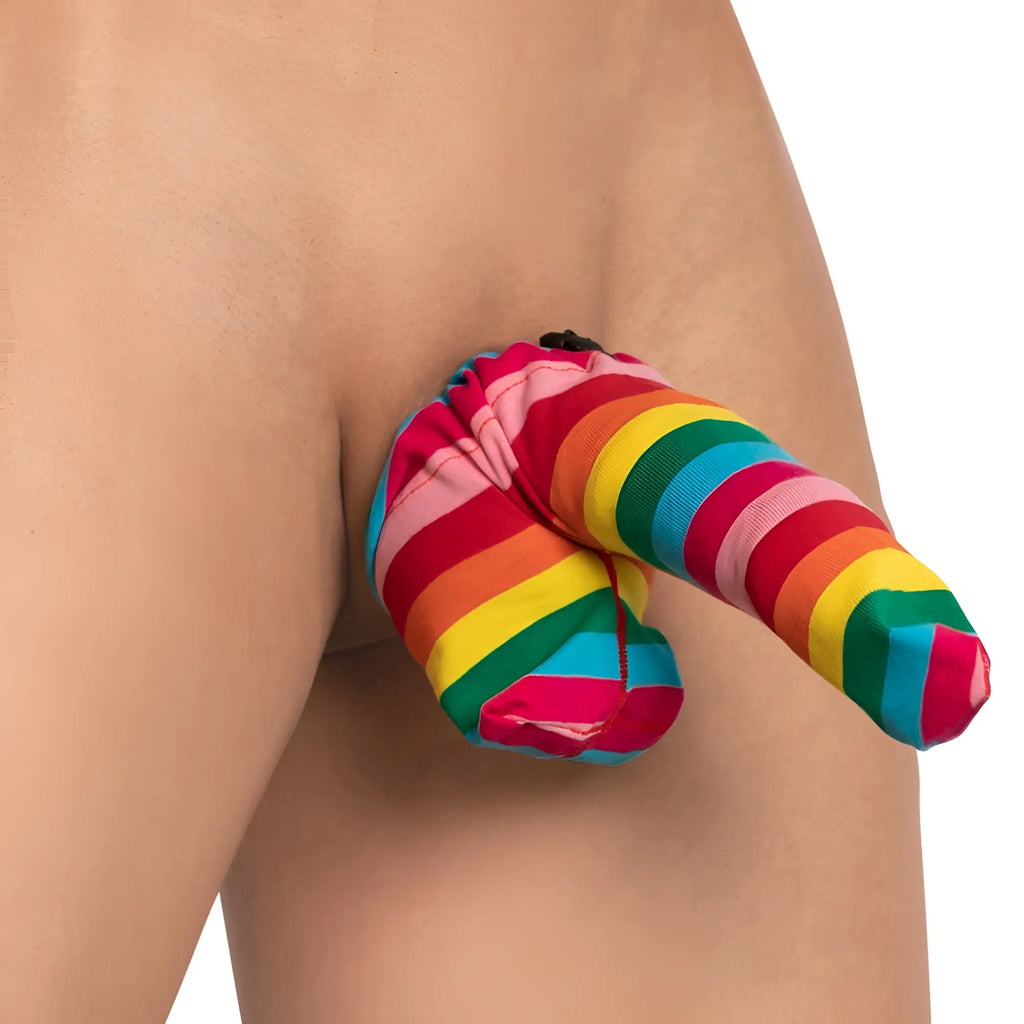 Secret male smc012 accessory rainbow-striped fabric pouch with snug elasticated fit for secure storage