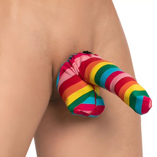 Secret male smc012 accessory rainbow-striped fabric pouch with snug elasticated fit for secure storage