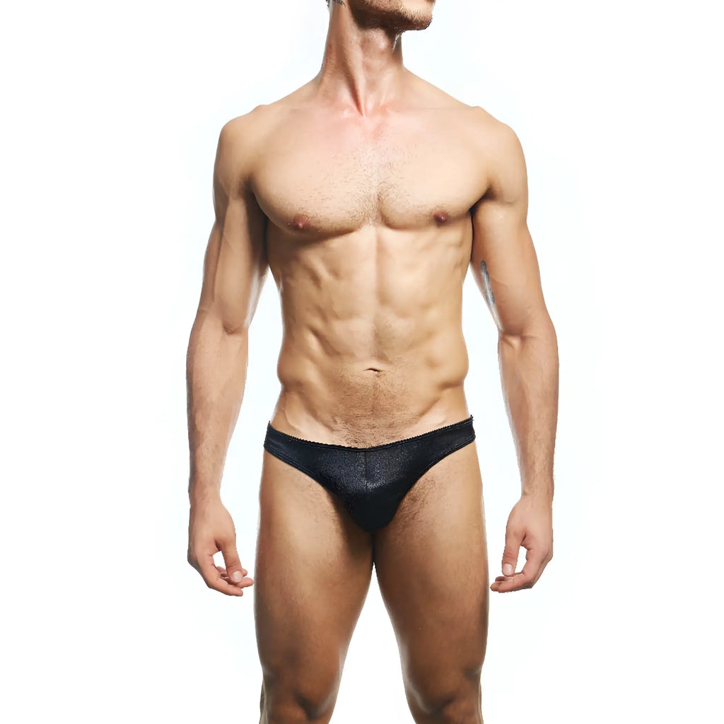 Black textured briefs showing the back side of secret male sme007 jockstrap designed for support and comfort