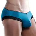 Teal secret male smi012 bikini brief with black lace trim and small metallic clasp at the waistband