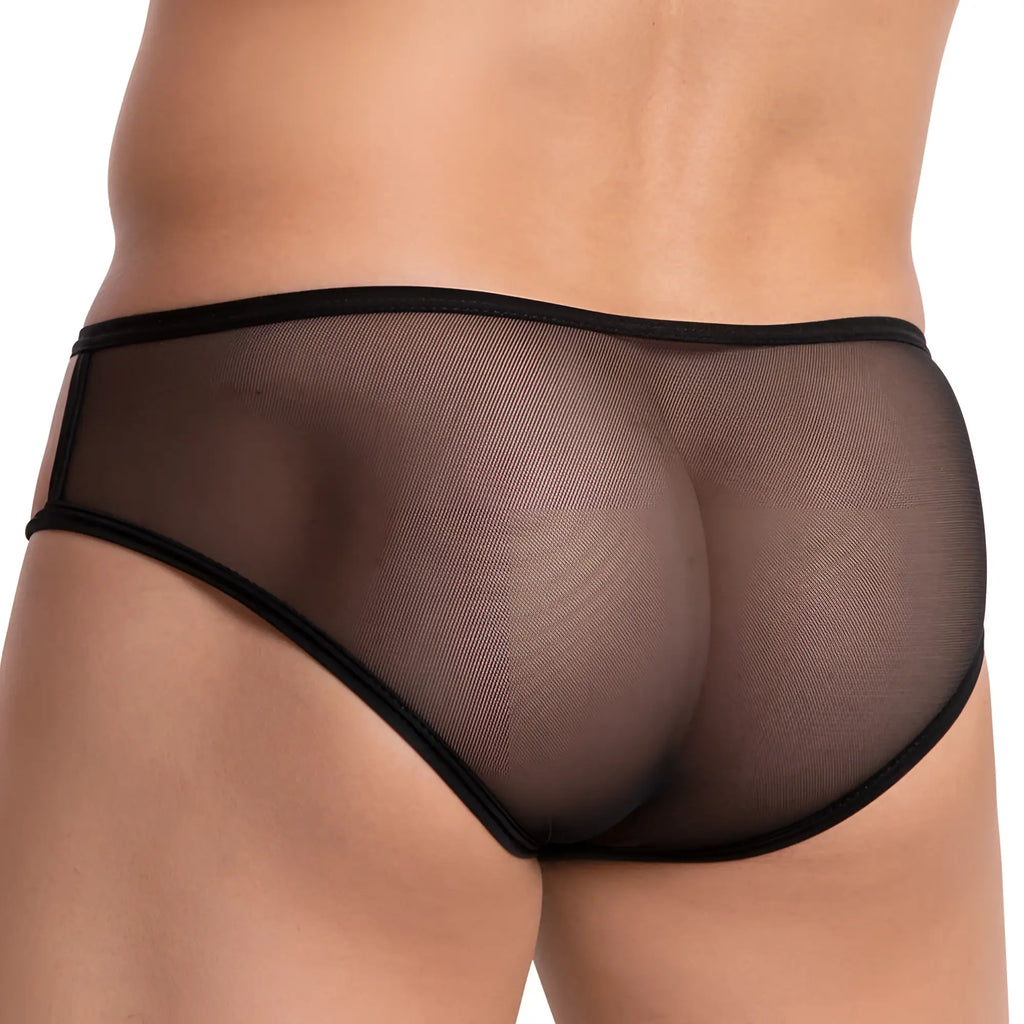 Black mesh briefs secret male smi041 bikini brief with sleek form fitting design and reinforced elastic waistband