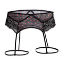 Black lace garter belt with orange polka dots and mesh fabric from secret male smu007 flower laced peek-a-boo lingerie with hearts