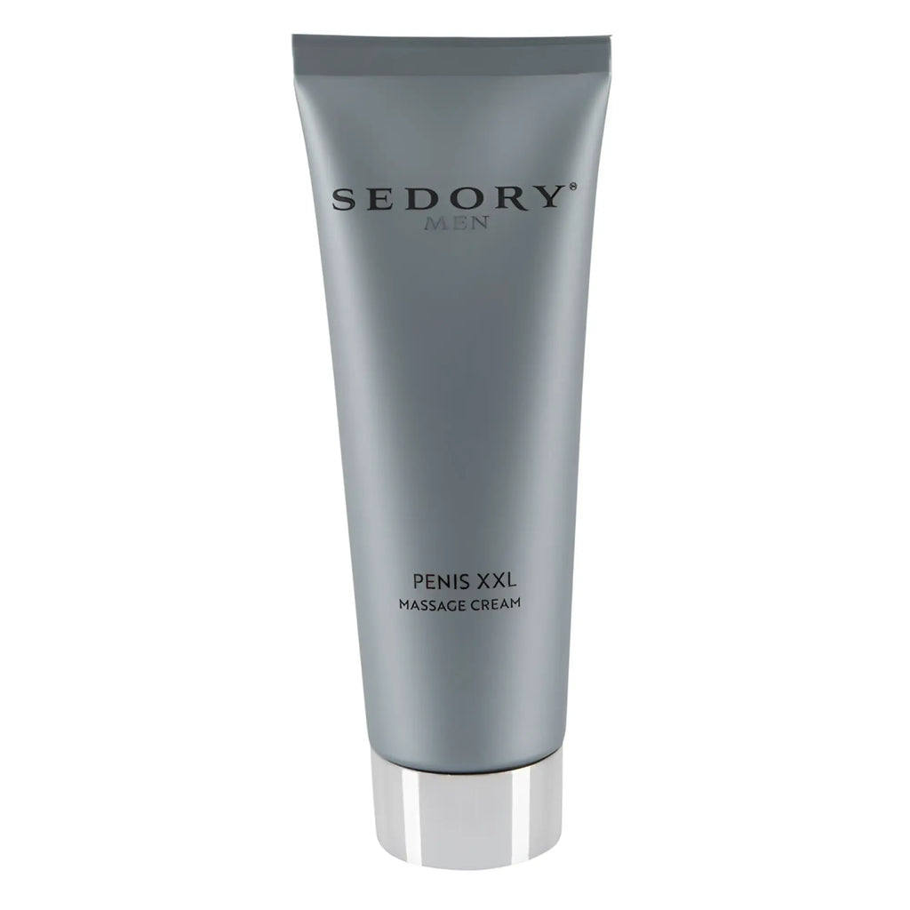 Sedory penis care creme xxl 80ml in a sleek silver tube with metallic cap for men’s penis massage and care