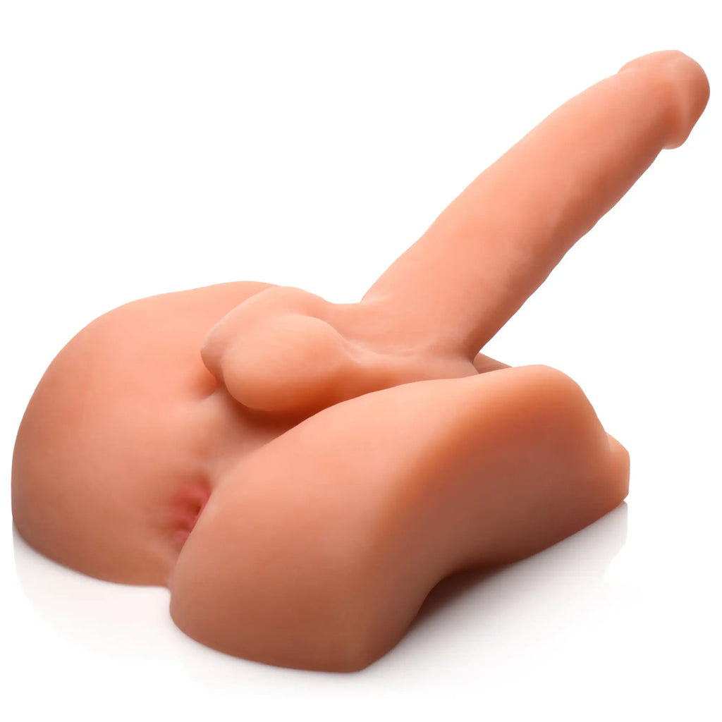 SexFlesh Big Ben: A tan-colored, realistic silicone male torso section with a phallus and anal opening.